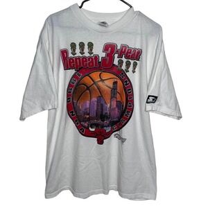 Vintage Chicago Bulls NBA 1998 Starter‎ white graphic T-shirt Size Large